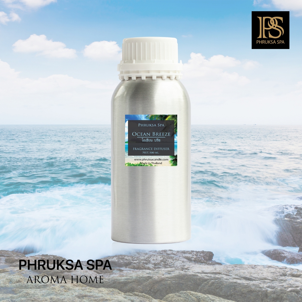 น้ำหอมปรับอากาศ ชนิดเติม ขนาด 500 ml. (Refill Reed Diffuser) ฟรี! ก้านไม้หวาย 20 ก้าน | PHRUKSA SPA