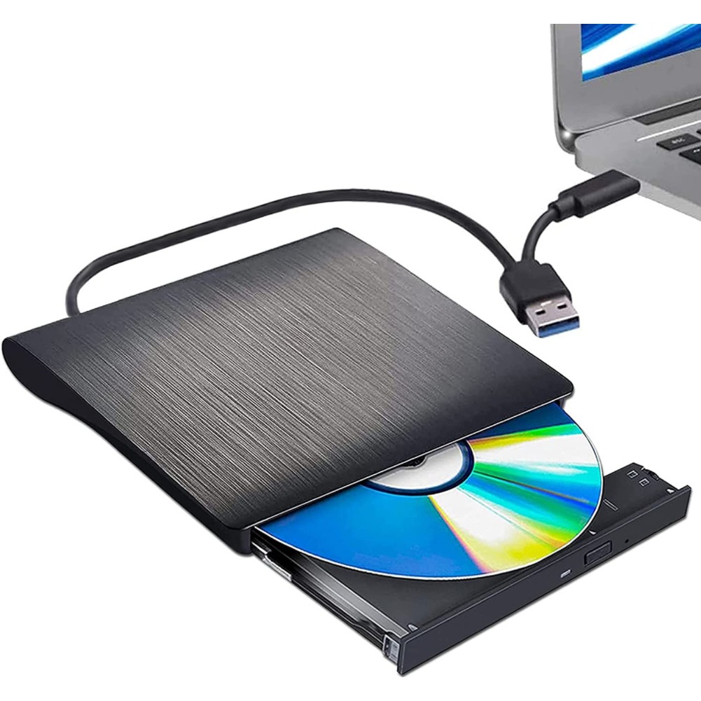 USB 3.0 /TYPE-C Dual Interface Ultra Slim External DVD-RW Burner/CD/Rewrite/ออปติคัลไดรฟ์แบบพกพาสีดำ รูปที่ 3