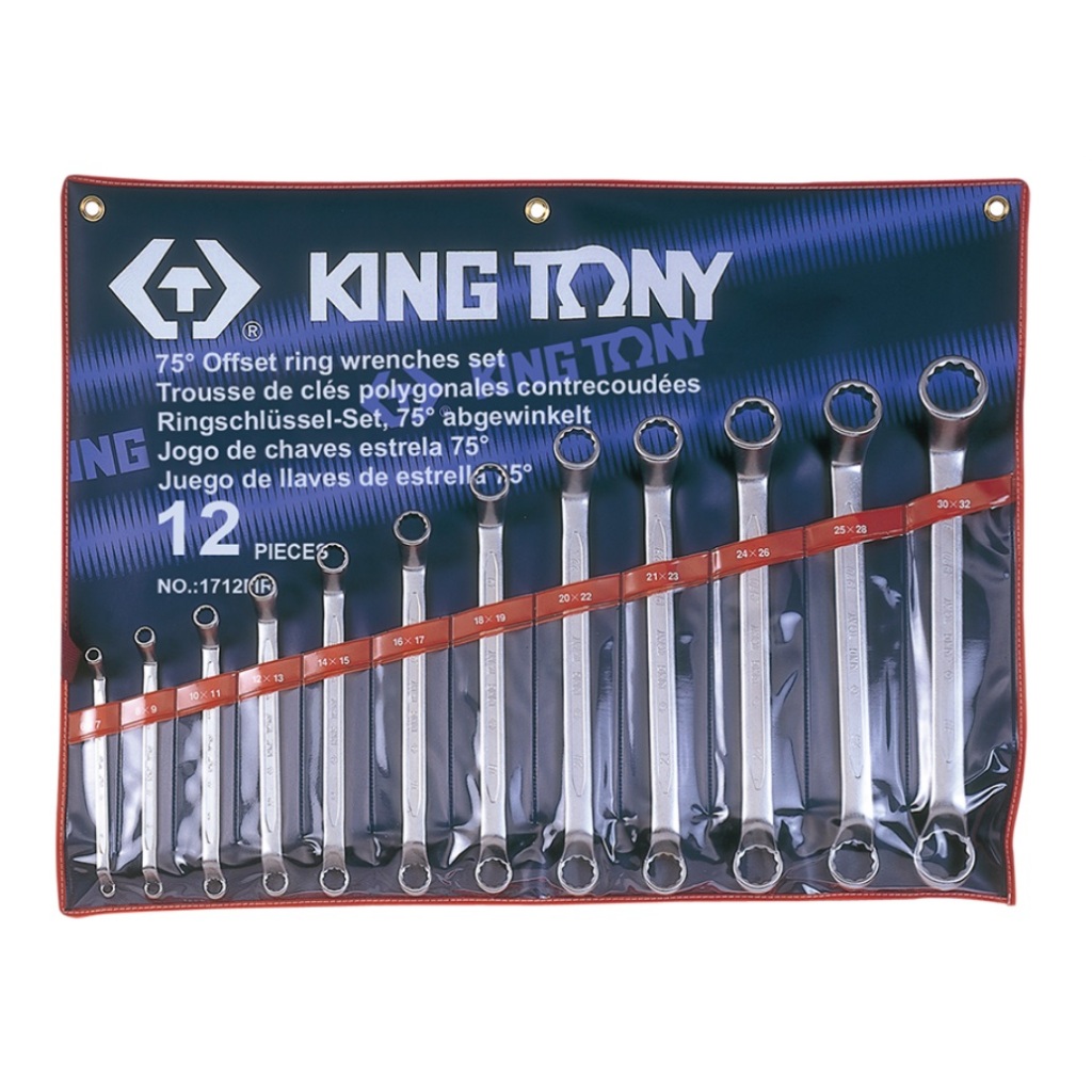 KINGTONY ชุดประแจแหวนคอ75องศา ชุดประแจแหวน2ข้างคอ 75 12ตัว/ชุด  KINGTONY รุ่น 1712MR 6-32มิล แท้100%