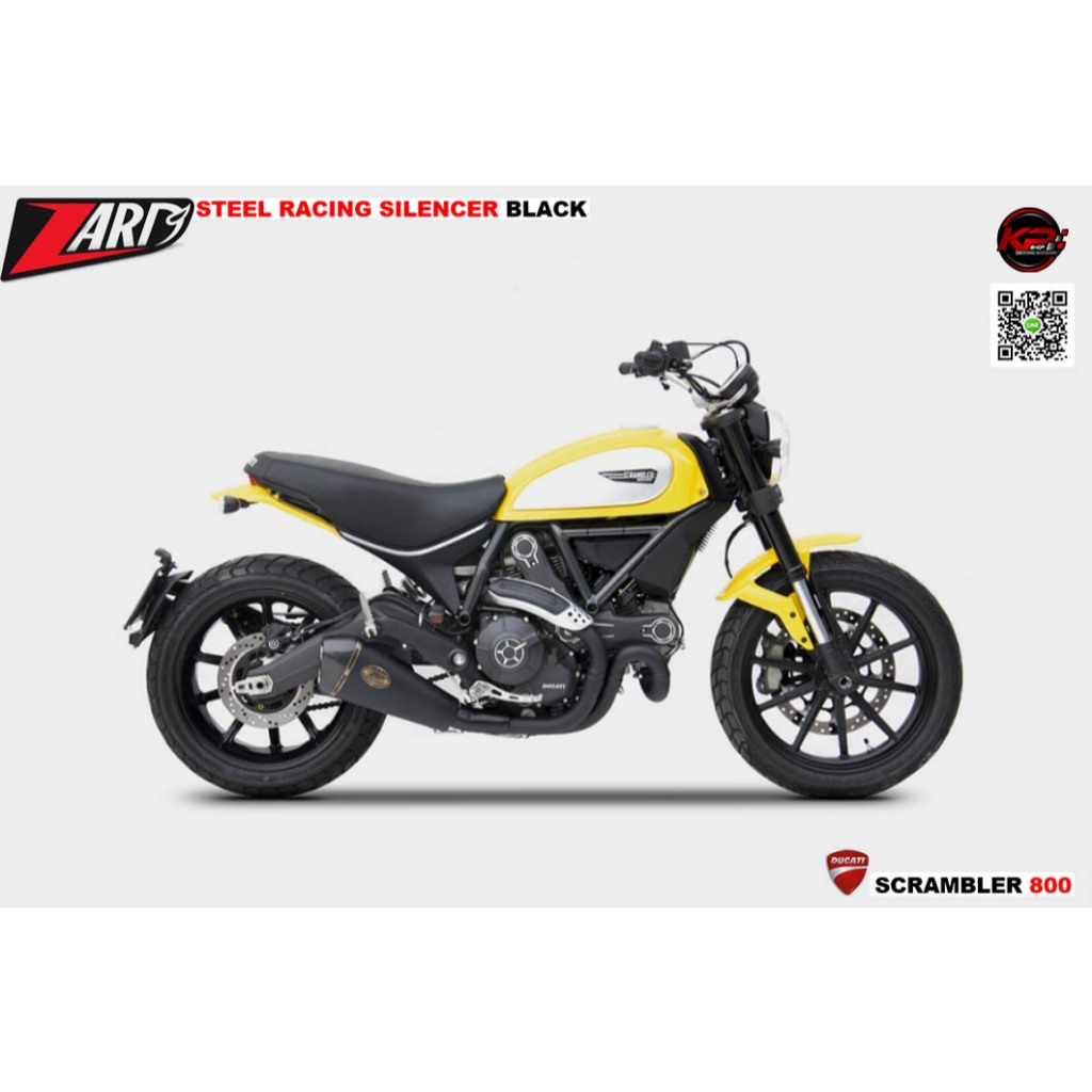 ท่อ ZARD FOR DUCATI SCRAMBLER 800 (STEEL RACING SILENCER BLACK) สลิปออน