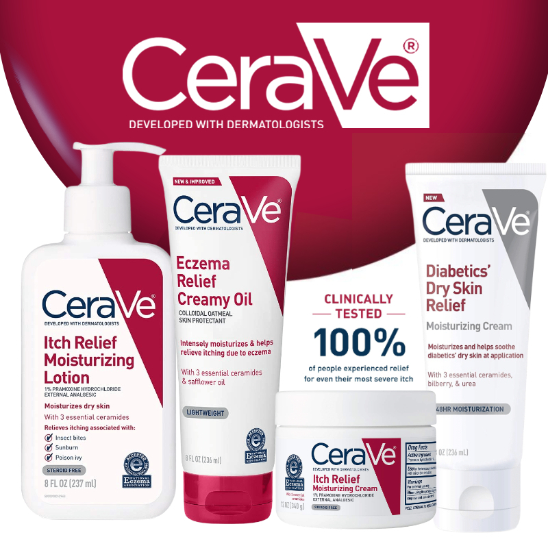 CERAVE ECZEMA RELIEF CREAMY OIL 236ML，Itch Relief Moisturizing Lotion 237ml，Cream 340g ใช้ได้กับใบหน