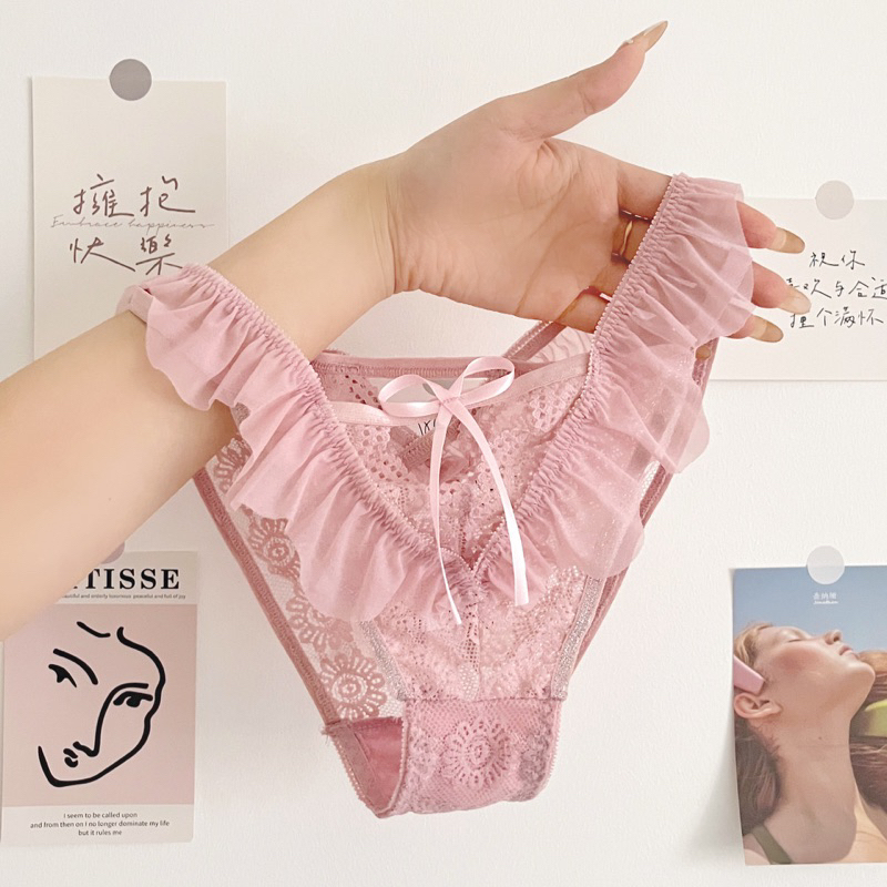 💗SexyC2💗 [ส่งภายใน1-2วัน] ชุดชั้นในเซ็กซี่ กางเกงในลูกไม้ แต่งระบายเอว มี5สี