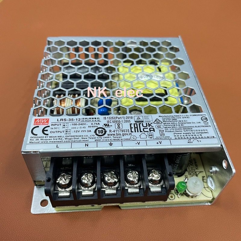LRS-35-12 Switching Power Supply INPUT : 100-240VAC OUTPUT :+ 12VDC 3A