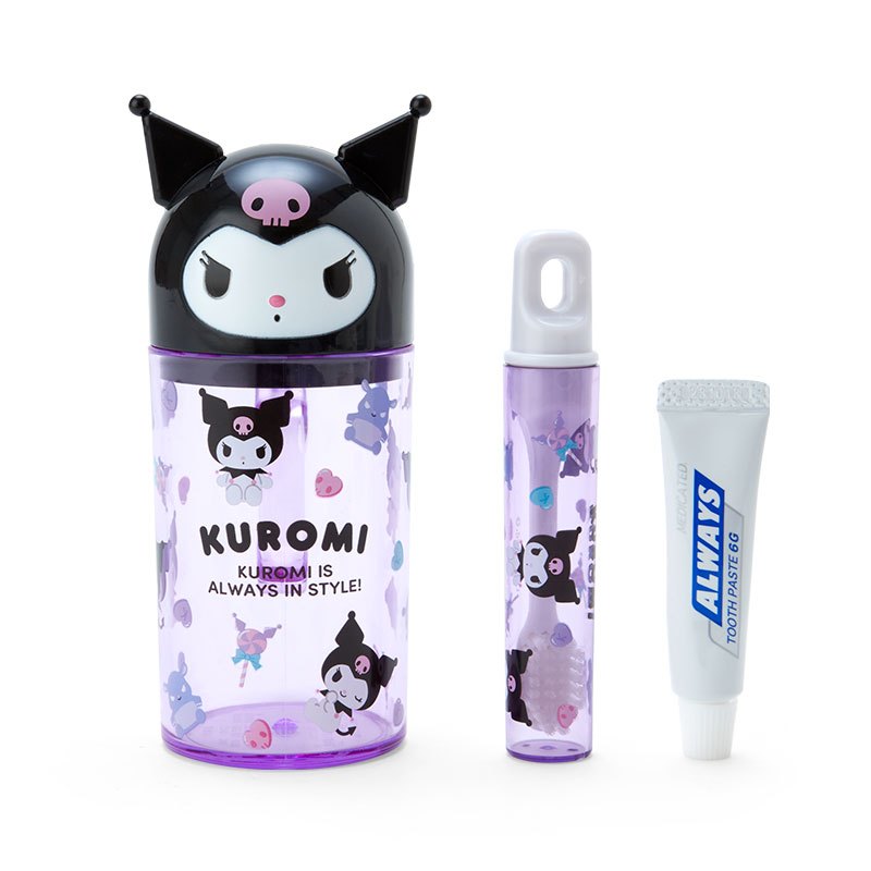 ชุดแปรงสีฟันและแก้วน้ำ ku Kuromi กว้างประมาณ 8 x ลึก 5 x สูง 12.5ซม Sanrio สำหรับเด็กเล็ก