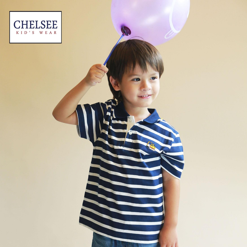 Chelsee เสื้อโปโล เด็กผู้ชาย แขนสั้น รุ่น 128013 ลายรถตัก(แบคโฮ) อายุ 3-11 ปี ผ้า 100%Cotton เสื้อผ้าเด็กโต