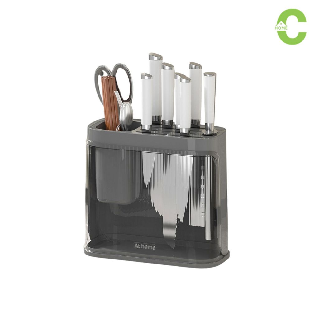 HOMEC ที่เก็บมีด ชุดวางช้อนวางมีด Knife holder สำหรับเก็บมีด ตะเกียบ เป็นระเบียบ มีถาดรองน้ำ