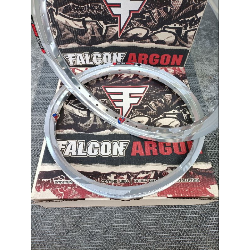วงล้อ FALCON ARGON ทรงเอ สีเงิน ลายสายฟ้า 1.4หน้า/หลัง ขอบ17 ขอบล้อ ฟอลค่อน (ราคาต่อคู่)