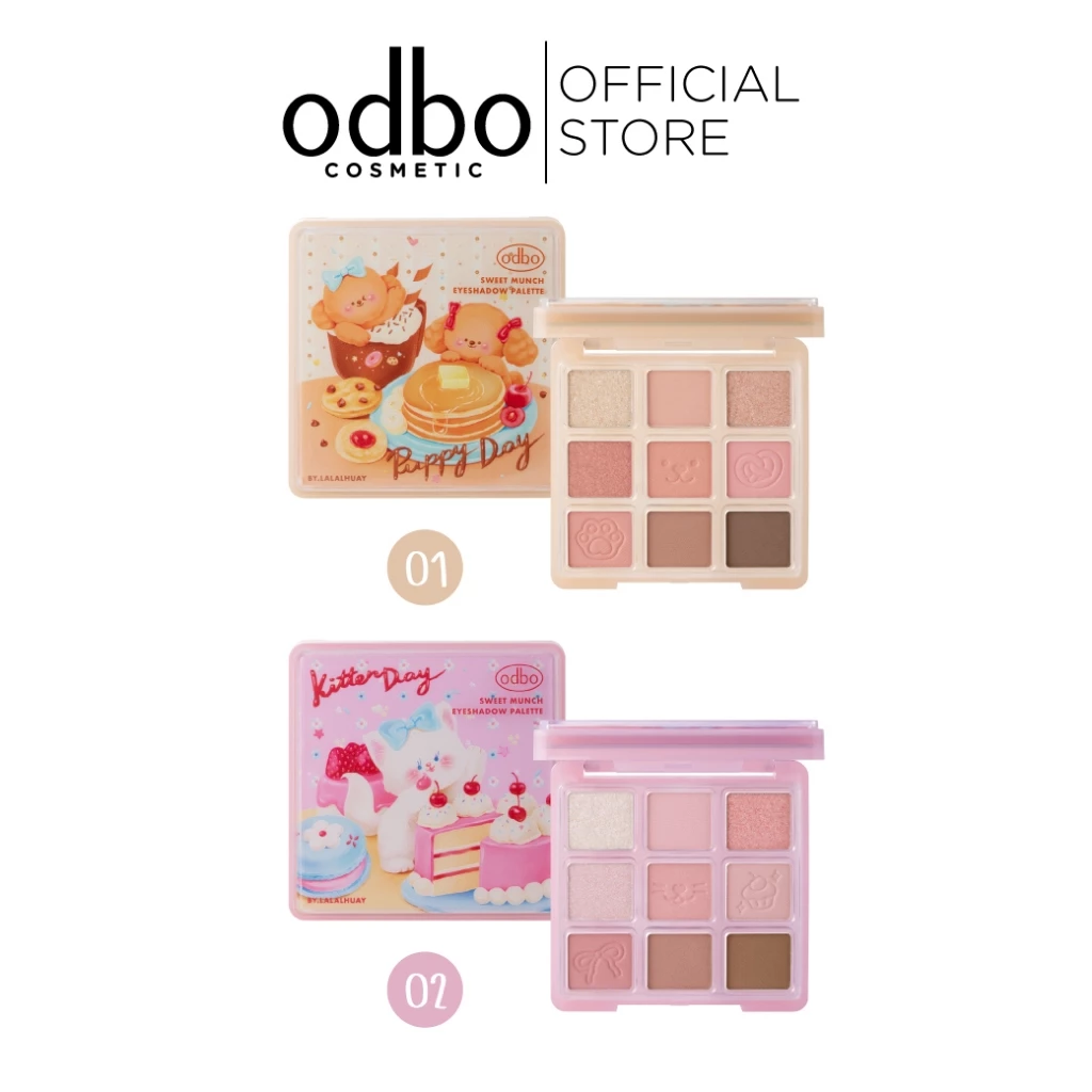 odbo (ส่งตรงจากแบรนด์) SWEET MUNCH EYESHADOW PALETTE - OD2024 #พาเลทหมาแมวodbo (แถมกิ๊บติดผมในกล่อง)