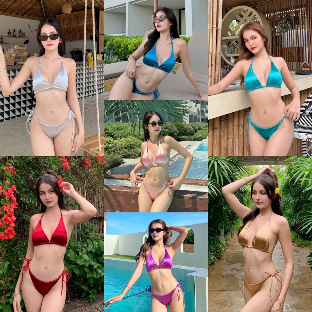 Glossy Bikini Set เซ็ตบิกินี่ผ้ามัน (8017)