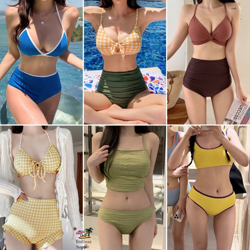 ชุดว่าย👙ทูพีช สีดํา💕มีหลายสไตล์ มาพร้อมแผ่นซับน้ำนม🚚ส่งไวจากไทย1-3วัน（套装）