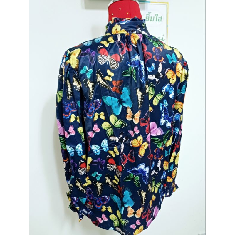 ป้าย Ploypoint (*อกเสื้อ 42,44 นิ้ว) เสื้อเชิ๊ตแขนยาว สม๊อกปลายแขน ลายผีเสื้อ ราคา ถูกที่สุด ดีลบีเคเค แกลเลอรีภาพที่ 6