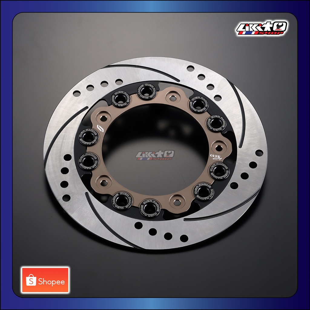 Overracing x Sunstar จานเบรค DAX125(ABS)220mm.สีชาหมุดดำ(made in japan)