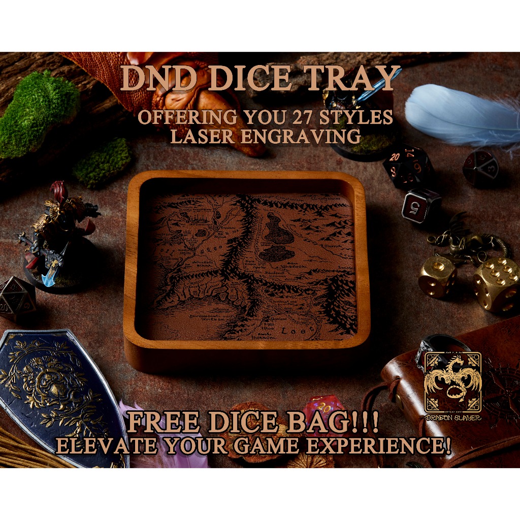 Mythic Dice Tray | Leather Square Tray | ถาดไม้ ถาดทอย ลูกเต๋า DnD D&D MTG RPG TRPG เกมกระดาน บอร์ดเกม Game Magic เมจิก
