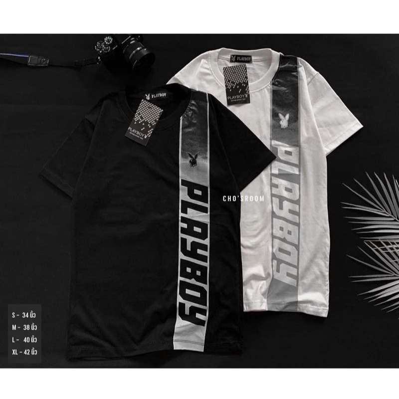 🐰เสื้อยืดเพลบอยคอกลม💯โลโก้งานสกรีนและงานปัก (แล้วแต่แบบ)  ▪️ เนื้อผ้าคอตตอน %