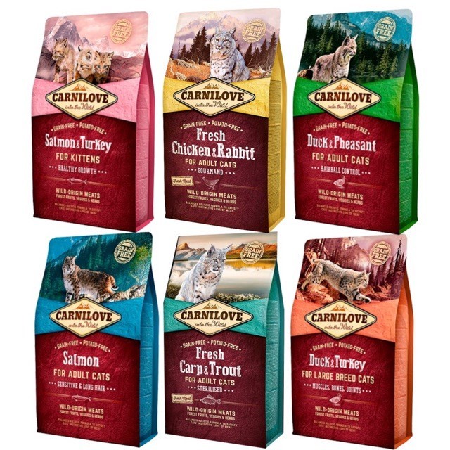 อาหารแมวสูตรพรีเมี่ยม Carnilove Cat Grain Free 2kg (ส่งฟรี)