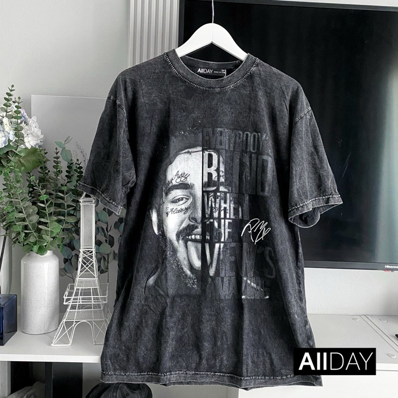 เสื้อวินเทจ โอเวอร์ไซส์ ผ้าฟอกสกีนลายเท่ๆ ของแท้100%