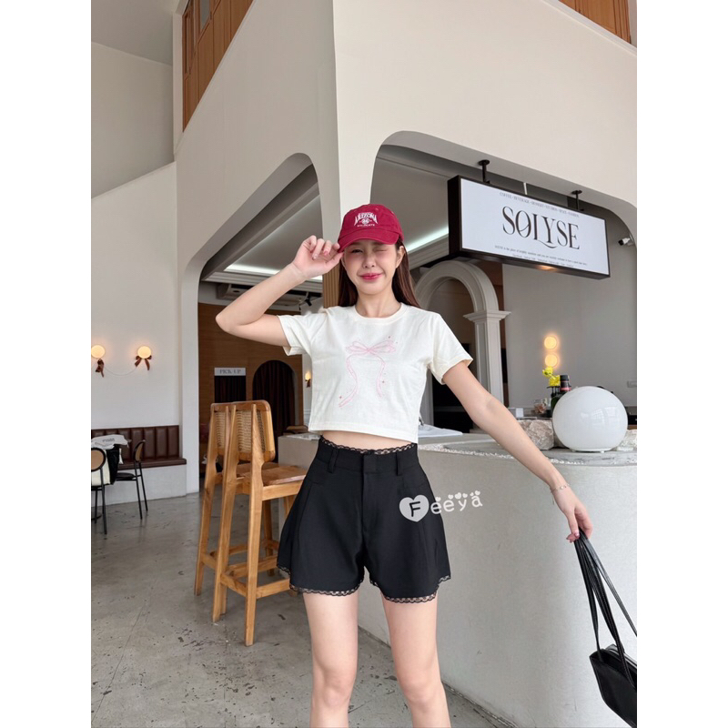 พร้อมส่ง!! กางเกงขาสั้นสไตล์เกาหลี แต่งลูกไม้ ผ้าสโนว์ สาวๆต้องมีติดตู้ ราคา ถูกที่สุด ดีลบีเคเค แกลเลอรีภาพที่ 4