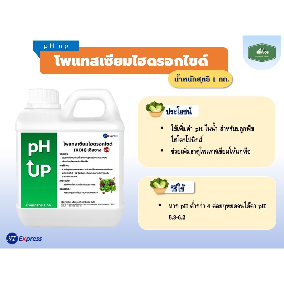 pH UP โพแทสเซียมไฮดรอกไซด์ ปรับค่าน้ำ สำหรับผักไฮโดรโปนิกส์ ขนาด 1 กก. เพิ่มโพแทสเซียมให้แก่พืช ใช้ในงานเกษตร - รูปที่ 2