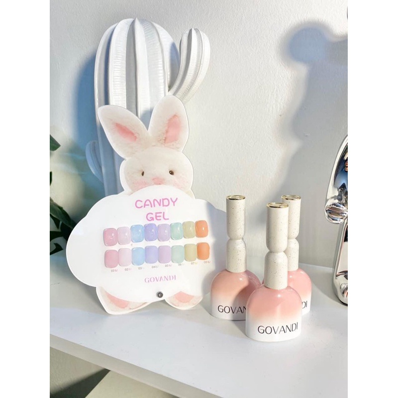 พร้อมส่ง สีเจล govandi สีเจลไซรัป โทนพาสเทล รุ่น summer sugar candy gel 8 สี แถม ชาร์ท์สี