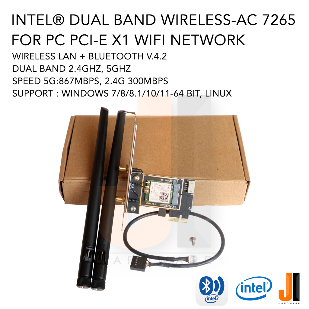 Intel® Dual Band Wireless-AC 7265 PCI-e x1 wifi network wireless lan + bluetooth v.4.2 dual band(ของใหม่มีการรับประกัน)
