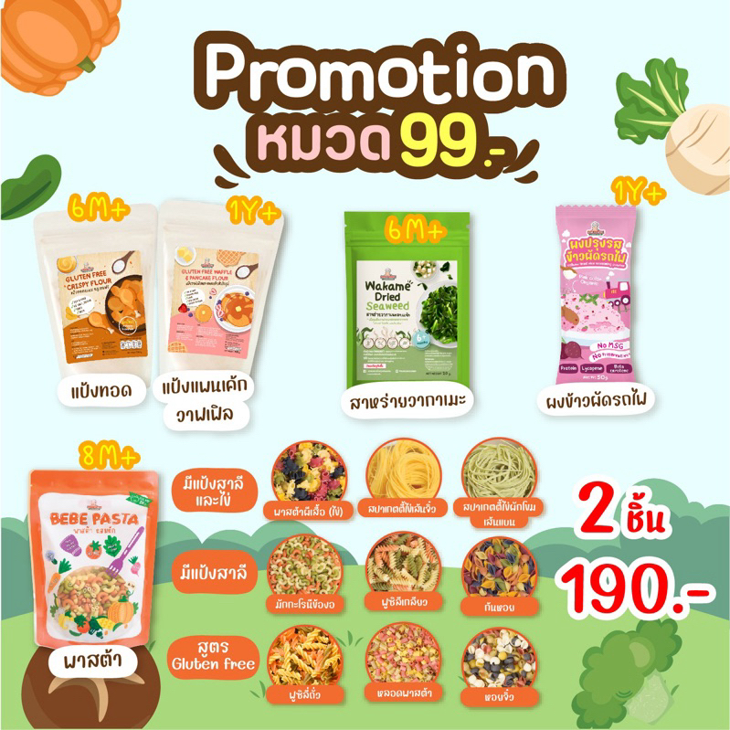 โปรพิเศษ สินค้ากลุ่ม 99 บาท ซื้อ 2 ชิ้น ลดเหลือ 190 บาท