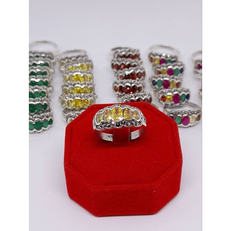 แหวนเงิน  พลอย เหลือง บุษราคัม เสริมมงคล  พร้อมส่ง