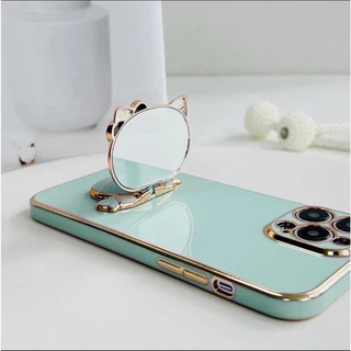 เคส กระจก คิตตี้ ตั้งได้ สำหรับ VIVO Y03 Y03T Y05 Y18 Y28S Y28 4G 5G Y100 Y17S V29E ลายน่ารัก กระจก ตั้งได้ หมุนได้