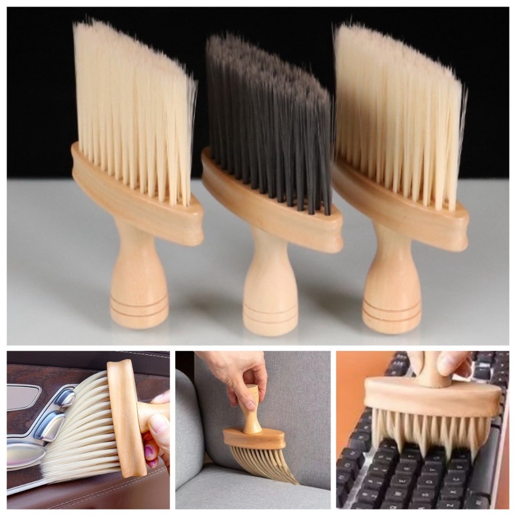 🌈 แปรงปัดผม ปัดเศษผม ด้ามไม้ แปรงร้านตัดผม ไม้ปัดฝุ่น  ขนนุ่มแด้ง รุ่นอัพเกรดใหม่ เกรดพรีเมี่ยม 🌈