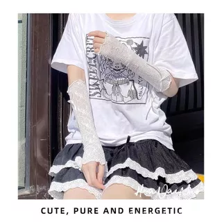 พร้อมส่งในไทย// 04 ลูกไม้ซีทรู ถุงมือตาข่ายลูกไม้ แฟชั่นโลลิต้า (Lolita Fashion) ถุงมือคอสเพลย์
