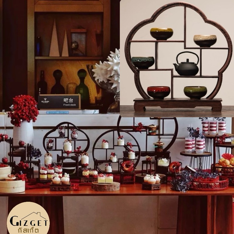 ชั้นวางขนมจีน ถ้วยกาน้ำชา ตกแต่งแบบจีน China town style