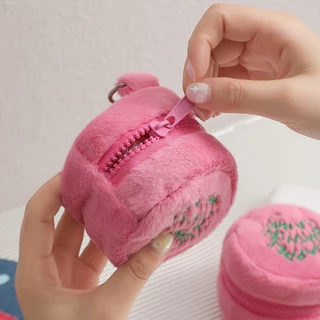 กระเป๋าใส่หูฟัง EAZY Pink Cake กระเป๋าใส่เหรียญ ใส่ AirPods พวงกุญแจขนนุ่ม สีชมพู กระเป๋าจิ๋วน่ารัก Mini Coin Pouch 2026