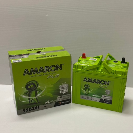 AMARON 55B24L FLO HI-LIFE รับประกันนาน 2 ปี ซีวิค,วีออส,อัลติส,ยาริส,มาสด้า2 เบนซิน,สวิฟท์, etc.