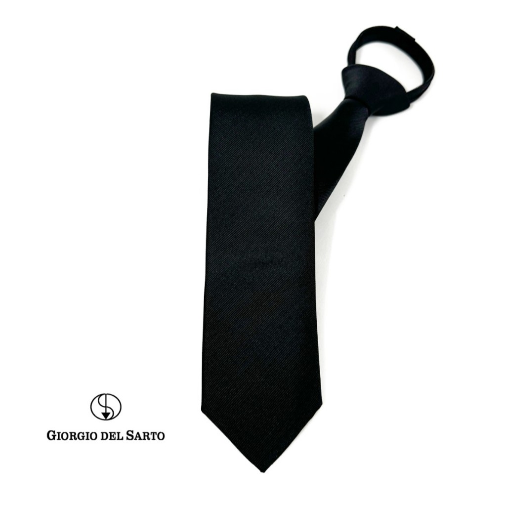 Giorgio Del Sarto Adults Size 6 cm Zipper Tie Black ไทซิป เนคไทสำเร็จรูปสีดำ