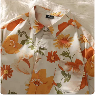 ใหม่ พร้อมส่งเสื้อฮาวายชาย ย้อมดอกไม้เสื้อฮาวาย เสื้อเชิ้ตผู้ชายแขนสั้น เนื้อผ้าดีใส่สบาย