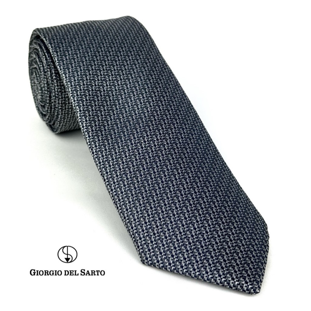 Giorgio Del Sarto Necktie 7.5 cm Grey with Fabric Texture เนคไทสีเทามีเท็กเจอร์
