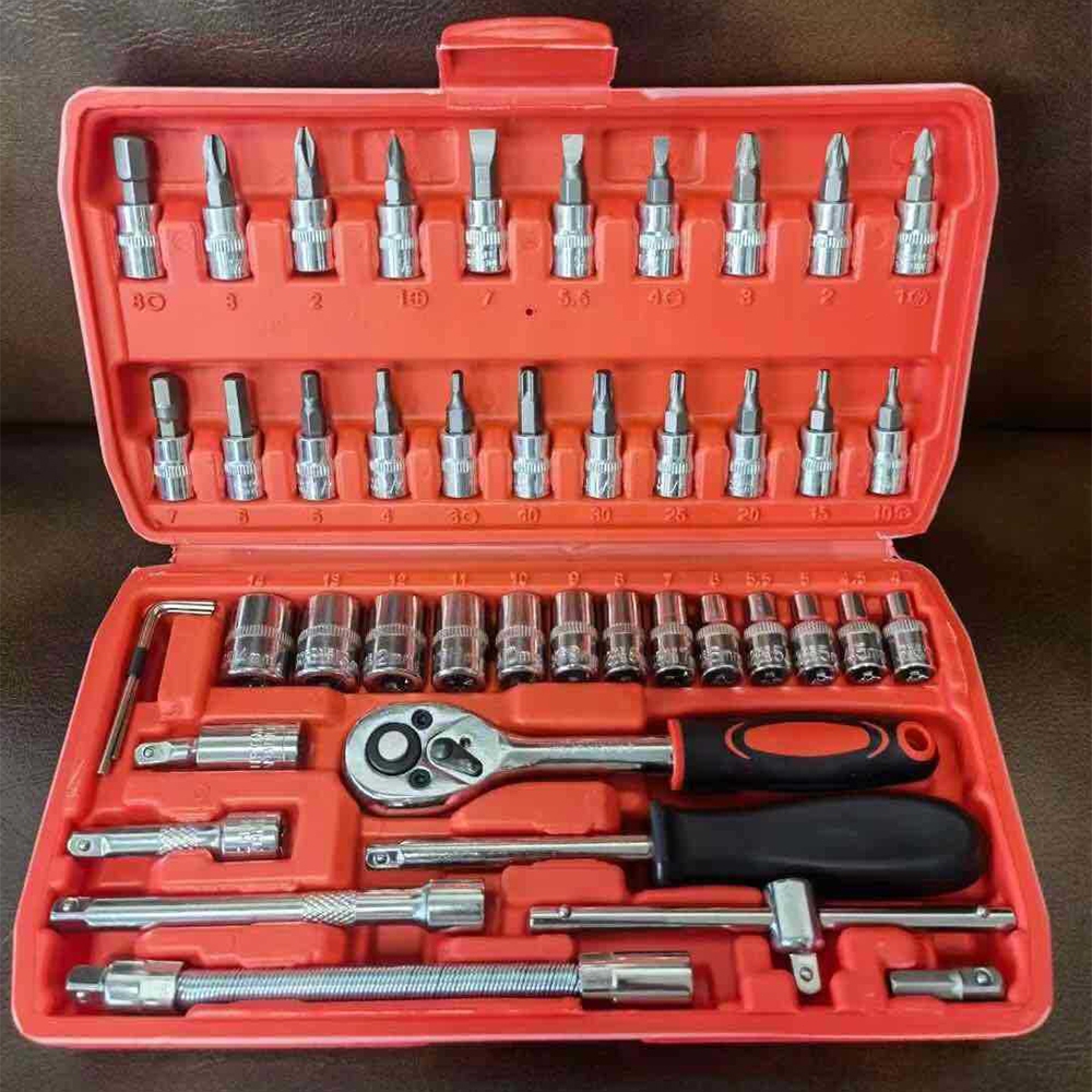 ชุดเครื่องมือ บล็อกชุด ประแจ ชุดบล็อก 46 ชิ้น ขนาด 1/4 Socket Set ชุดเครื่องมือช่าง ชุดประแจซ่อมรถ