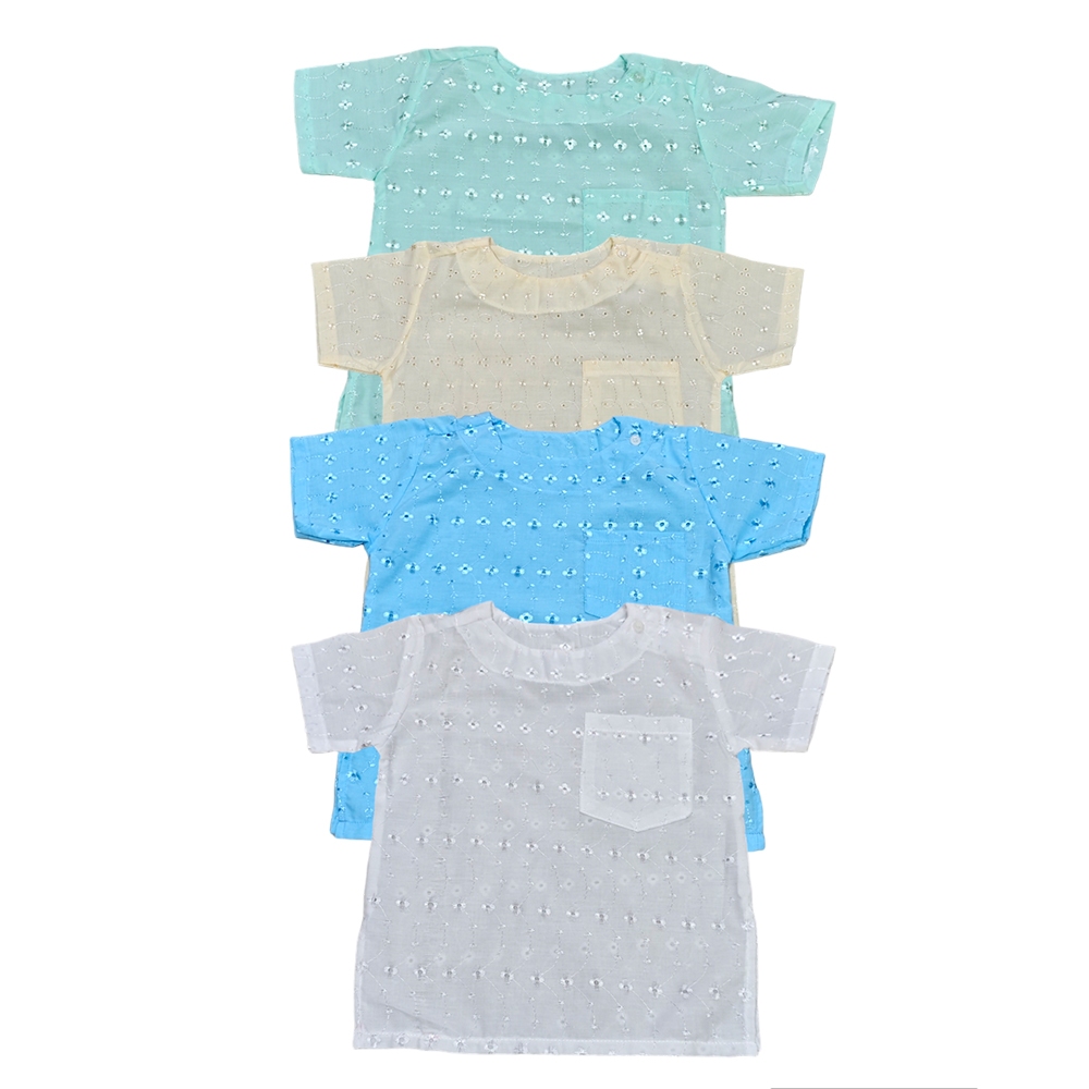 เสื้อคอกลมผ่าไหล่ ผ้าคอตตอน ฉลุลูกไม้(เสื้ออย่างเดียว)