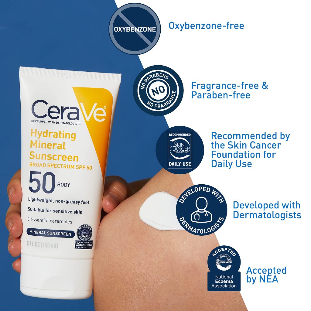 【ข‍อง‍แท้ 10‍0%】CeraVe Hydrating Mineral Sunscreen BROAD SPECTRUM SPF 75ml