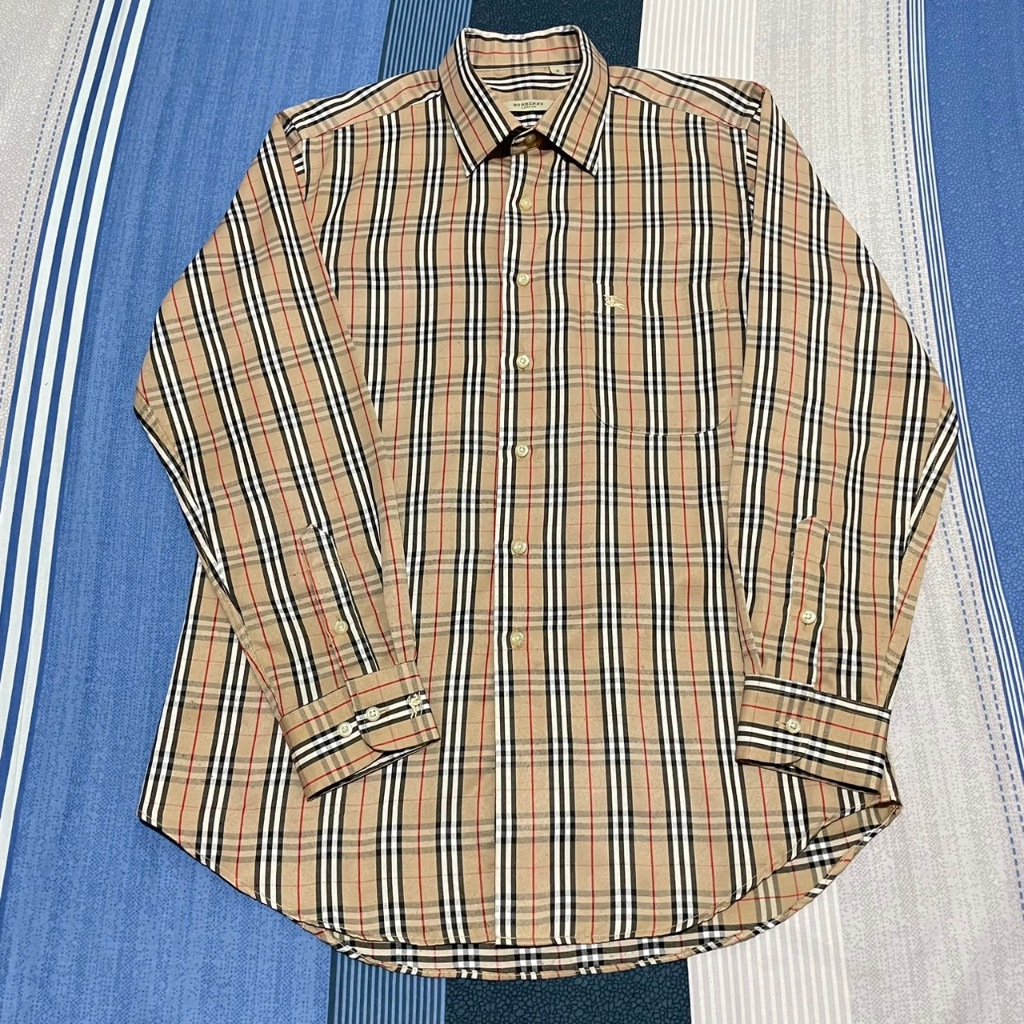เสื้อเชิ้ต แบรนด์ Burberry Nova Check Button Up Shirt Size L อก 42 ของแท้