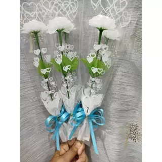 ดอกมะลิ (ช่อ ดอกมะลิวันแม่ สีขาว 1ดอก+ซองสีขาว+โบว์สีฟ้า ) ช่อดอกมะลิปลอมอย่างดี ดอกไม้อย่างดี พร้อมส่งจากไทย