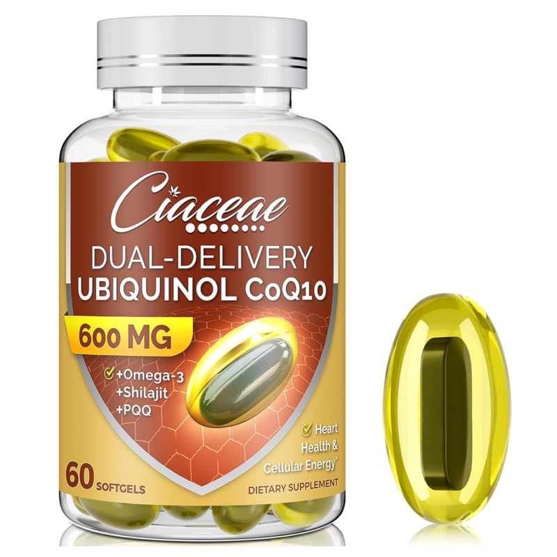 ❤️UBIQUINOL COQ10 600 MG + OMEGA-3 + SHILAJIT + PQQ ‼️60 ซอฟ์ทเจล‼️
