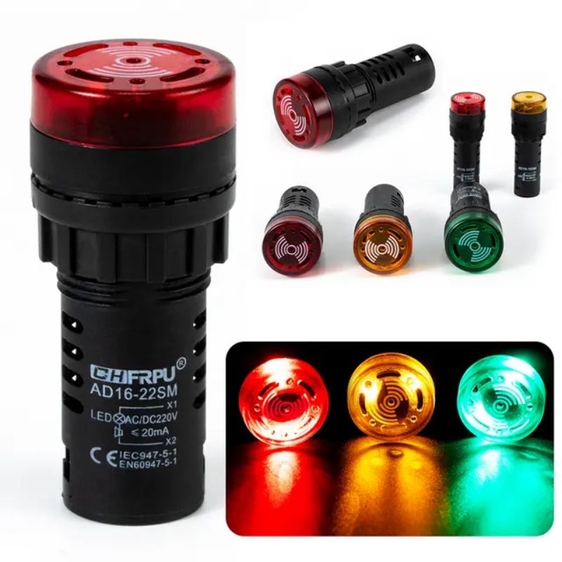 Pilot lamp buzzer ไฟพร้อมเสียง220Vac,24VAC-VDC,12VAC/VDC(จัดส่งทันที)