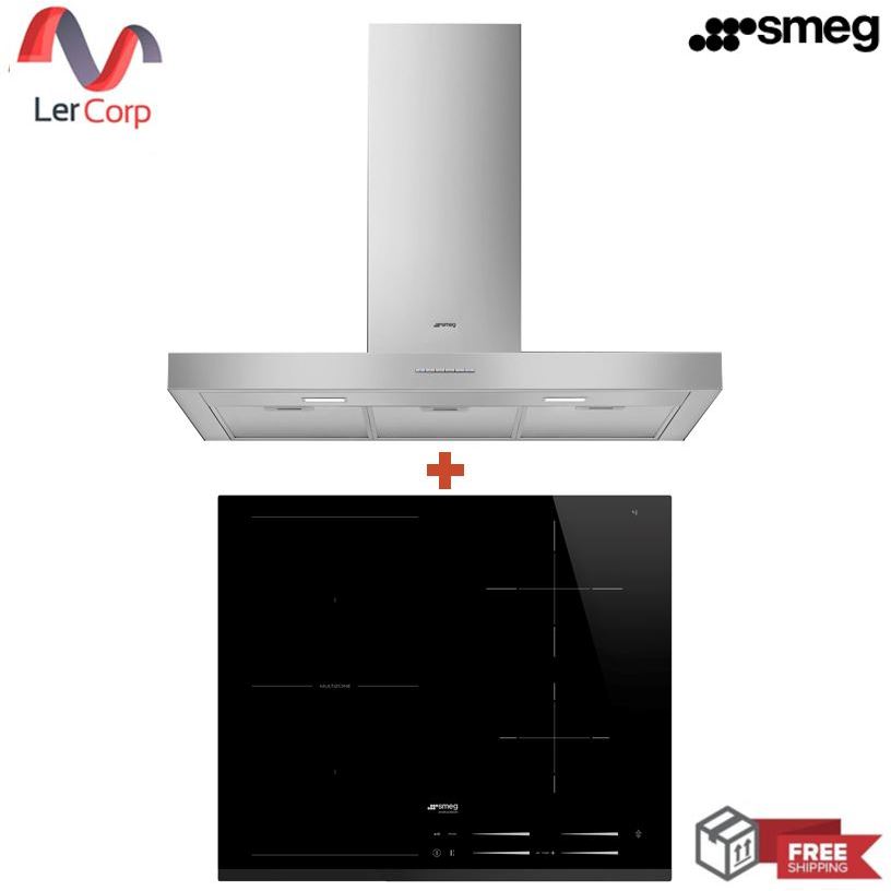 (Smeg) เครื่องดูดควันติดผนัง รุ่น KBT900XE + เตาอินดักชั่น รุ่น SI1M7643B Multizone option