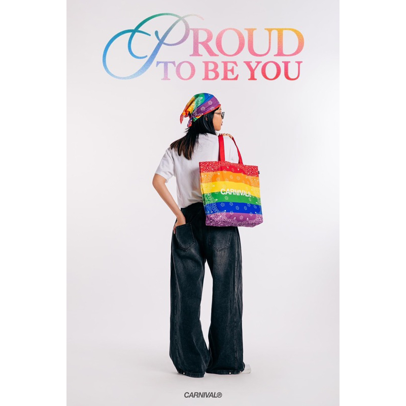 (พร้อมส่ง) ของแท้ 100% CARNIVAL® ‘Proud to be you’ Pride Paisley Shopping Bag & Bandana