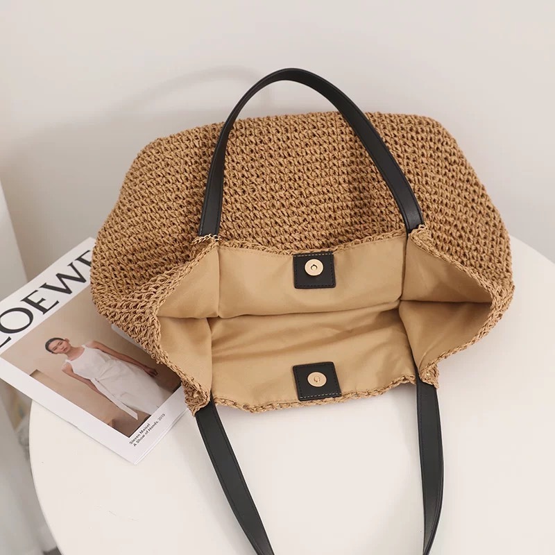 B107) กระเป๋าสะพายไหล่สไตล์เกาหลีแบบใหม่ สไตล์มีสไตล์ กระเป๋าเป้ผู้หญิง กระเป๋าผ้าทอ งานฝีมือประณีต (จัดส่งจากกรุงเทพ) - รูปที่ 5