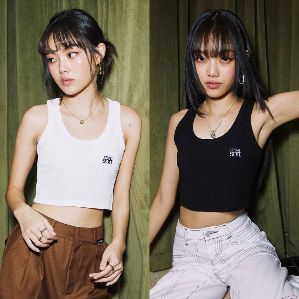 maison KEEPS | Axis Dual Logo Cropped Tank Top | เสื้อกล้ามครอปปักโลโก้