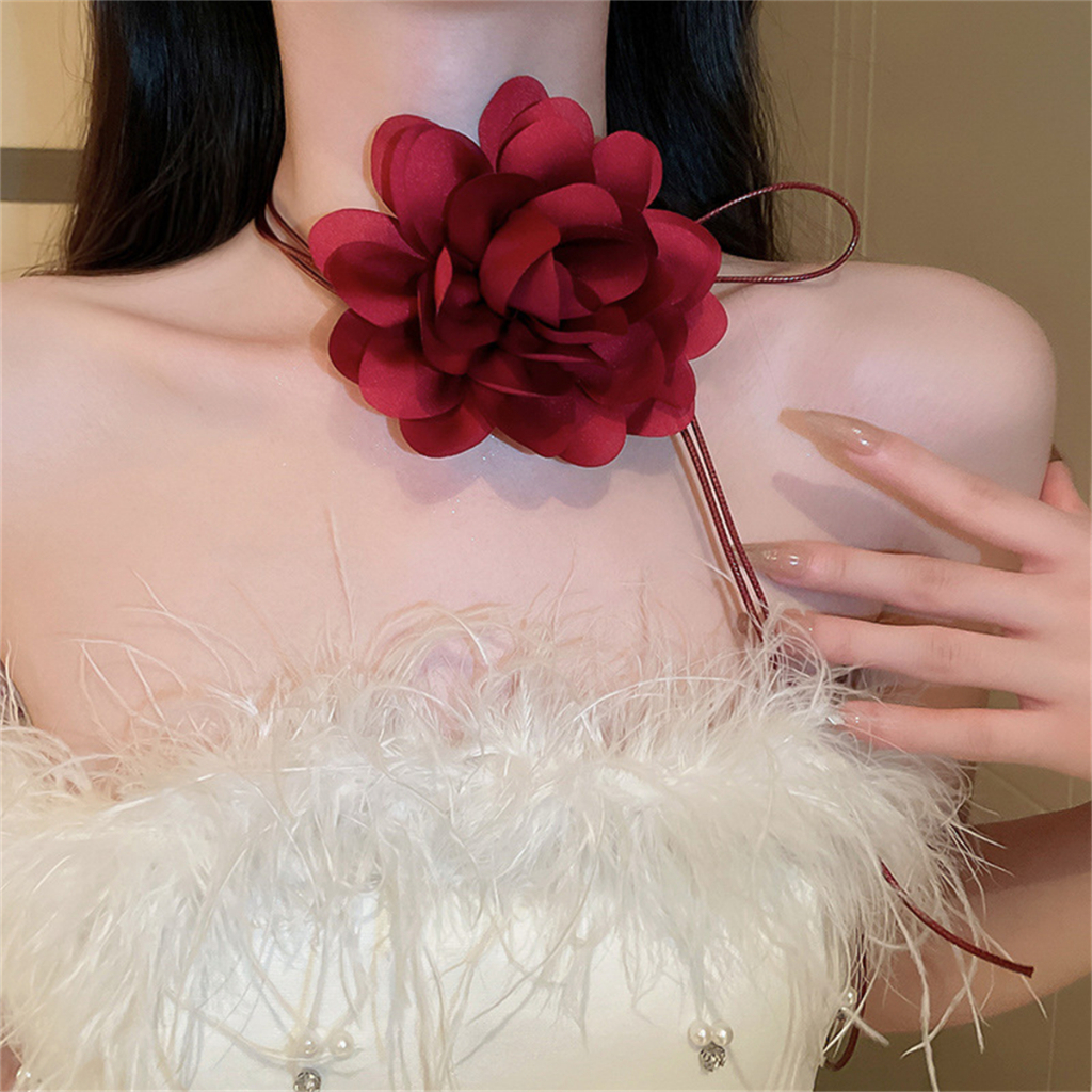 สร้อยคอโชคเกอร์ แบบผูกเชือก ลายดอกไม้ หลายแบบ เครื่องประดับแฟชั่น หรูหรา - รูปที่ 2