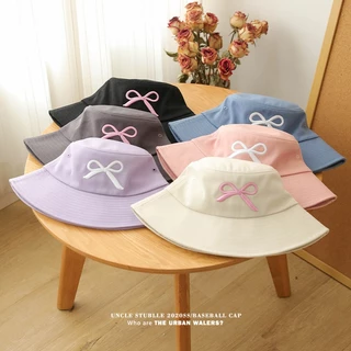 หมวกบักเก็ต ปักโบว์ (มีเชือกแถมให้) bucket มี 6 สี
