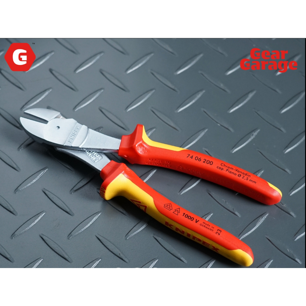 คีมตัด รุ่นด้ามกันไฟฟ้า KNIPEX NO.74 06 200 High Leverage Diagonal Cutters (200mm.) 1000 V.