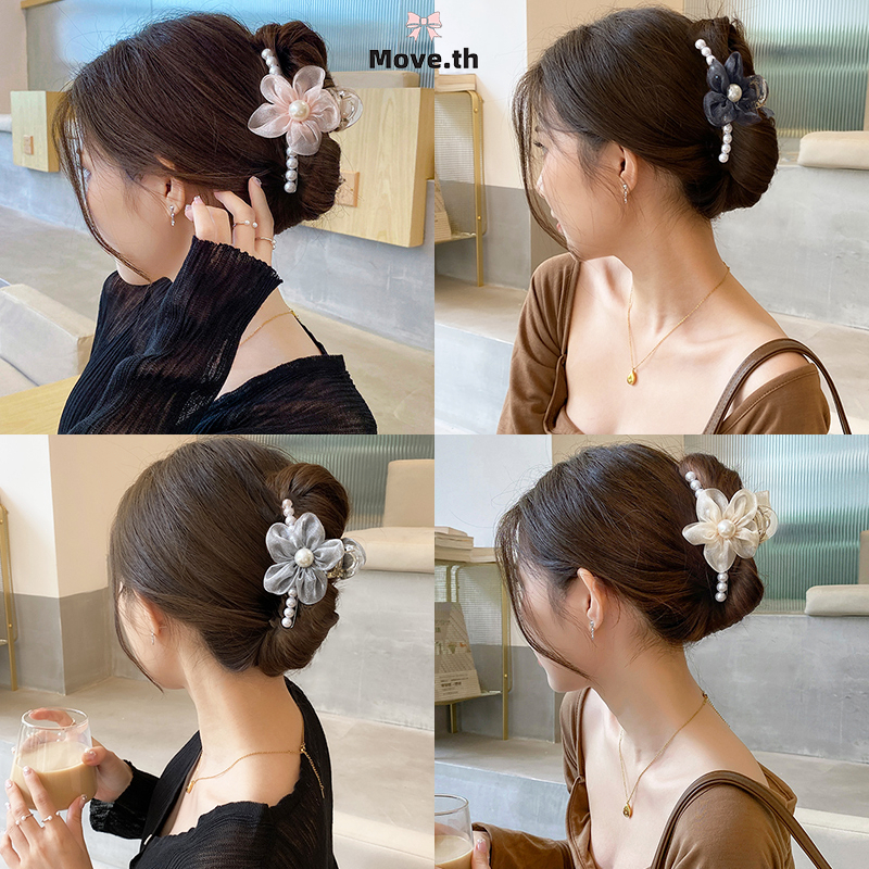ในไทย-พร้อมส่ง กิ๊บหนีบผม จับคลิปมุกดอกไม้ Insสไตล์เกาหลี ระดับไฮเอนด์ สำหรับผู้หญิง สําหรับมัดผมหางม้า เครื่องประดับผมแ
